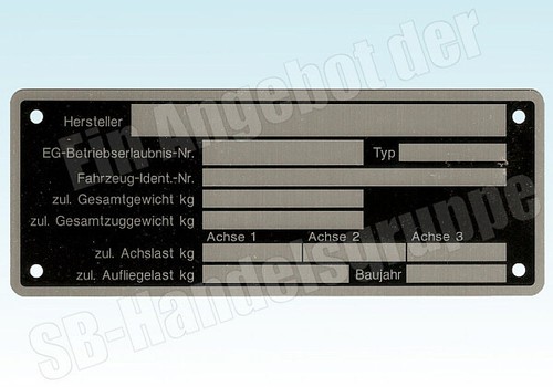 Typenschild für pkw - typenschild,